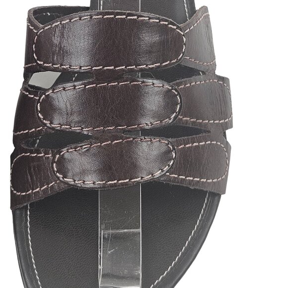 Naturalizer Womens Brown Leather Slide Sandals Size 8W Brazil Wedge Heel - Picture 4 of 9